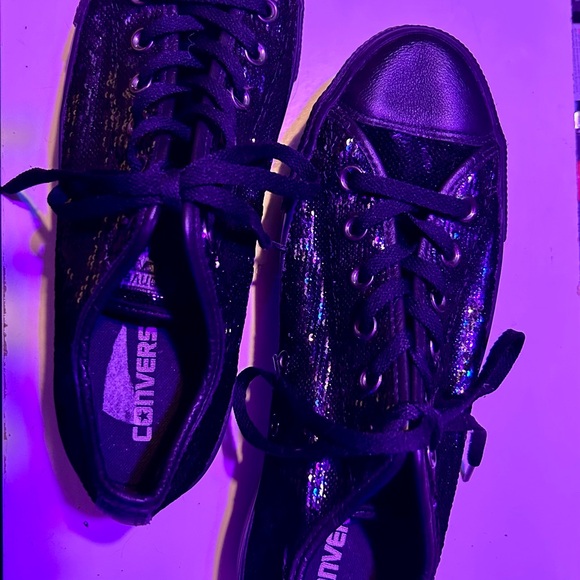 Converse Black Canvas Sneakers with Sequins - Picture 5 of 8